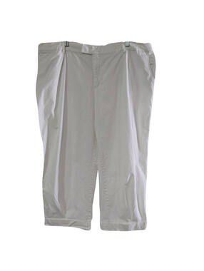 Avenue Women's Capri Chino Pants, White, Plus Size 22, Cotton Spandex, Cuffed